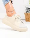 Pantofi casual dama piele naturala bej cu imprimeu T-2006 3
