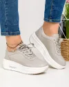 Pantofi casual dama piele naturala gri cu inchidere siret AW376 1