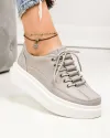 Pantofi casual dama piele naturala gri cu talpa groasa T-5970 2