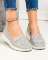 Pantofi casual dama piele naturala gri perforati cu inchidere slip-on JY3952 3