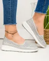 Pantofi casual dama piele naturala gri perforati cu inchidere slip-on JY3952 4