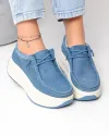 Pantofi casual dama piele naturala intoarsa albastri cu inchidere siret elastic F002-672 3