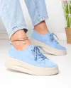 Pantofi casual dama piele naturala intoarsa albastri cu talpa inalta F007-997 2