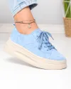 Pantofi casual dama piele naturala intoarsa albastri cu talpa inalta F007-997 1