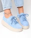 Pantofi casual dama piele naturala intoarsa albastri cu talpa inalta F007-997 3