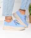 Pantofi casual dama piele naturala intoarsa albastri cu talpa inalta F007-997 4