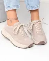 Pantofi casual dama piele naturala intoarsa bej cu talpa groasa F001-989 3