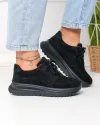 Pantofi casual dama piele naturala intoarsa negri captusiti cu inchidere sireturi F001-989 4