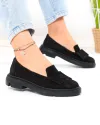 Pantofi casual dama piele naturala intoarsa negri cu fundita PC810-2 2