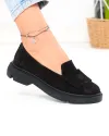 Pantofi casual dama piele naturala intoarsa negri cu fundita PC810-2 1