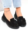 Pantofi casual dama piele naturala intoarsa negri cu fundita PC810-2 3