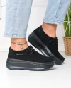 Pantofi casual dama piele naturala intoarsa negri cu talpa groasa F002-672 4