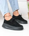 Pantofi casual dama piele naturala intoarsa negri cu talpa inalta F007-997 2