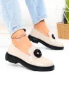 Pantofi casual dama piele naturala lacuita bej PC823-3 4