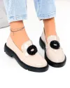 Pantofi casual dama piele naturala lacuita bej PC823-3 1