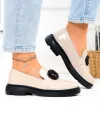 Pantofi casual dama piele naturala lacuita bej PC823-3 3