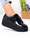 Pantofi casual dama piele naturala lacuita negri cu talpa groasa PC207 1