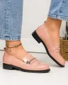 Pantofi casual dama piele naturala lacuita roz cu inchidere slip-on si accesoriu TN6407-2 4