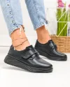Pantofi casual dama piele naturala negri cu inchidere scai si varf rotund T6086 3