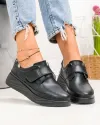 Pantofi casual dama piele naturala negri cu inchidere scai si varf rotund T6086 5
