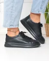 Pantofi casual dama piele naturala negri cu inchidere sireturi si varf rotund F001-A09 3