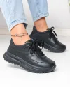 Pantofi casual dama piele naturala negri cu talpa groasa F001-989 2