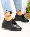 Pantofi casual dama piele naturala negri cu talpa groasa JY5096 2