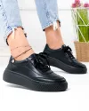 Pantofi casual dama piele naturala negri cu varf rotund F001-924 2