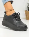 Pantofi casual dama piele naturala negri cu varf rotund F002-290 4