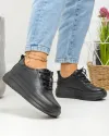 Pantofi casual dama piele naturala negri cu varf rotund F002-290 5