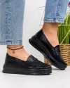 Pantofi casual dama piele naturala negri perforati AW462 3