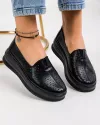 Pantofi casual dama piele naturala negri perforati AW462 4