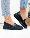 Pantofi casual dama piele naturala negri perforati cu talpa flexibila JY6701 4