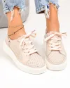 Pantofi casual dama piele naturala roz cu inchidere sireturi JY3285 3