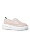 Pantofi casual dama piele naturala roz cu talpa groasa T6060 7