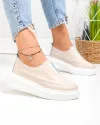 Pantofi casual dama piele naturala roz cu talpa groasa T6060 2