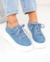 Pantofi casual din piele naturala albastri cu platforma T-5807 3