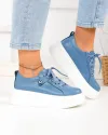 Pantofi casual din piele naturala albastri cu platforma T-5807 4