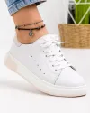 Pantofi casual din piele naturala albi cu roz si inchidere sireturi AW464 4