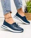 Pantofi casual perforati piele naturala bleumarin cu talpa flexibila T-5930 1