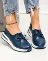 Pantofi casual perforati piele naturala bleumarin cu talpa flexibila T-5930 3