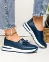 Pantofi casual perforati piele naturala bleumarin cu talpa flexibila T-5930 4