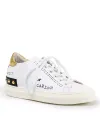 Pantofi casual piele naturala alb cu auriu cu inscriptii si capse metalice aplicate RC001 5