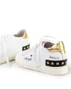 Pantofi casual piele naturala alb cu auriu cu inscriptii si capse metalice aplicate RC001 8