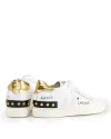 Pantofi casual piele naturala alb cu auriu cu inscriptii si capse metalice aplicate RC001 7