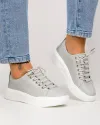 Pantofi casual piele naturala gri cu inchidere siret T-16 4