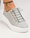 Pantofi casual piele naturala gri cu inchidere siret T-16 2