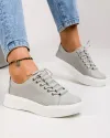 Pantofi casual piele naturala gri cu inchidere siret T-16 3