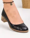 Pantofi De Dama Piele Naturala Perforati Negri AK4000 3