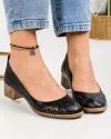 Pantofi De Dama Piele Naturala Perforati Negri AK4000 1
